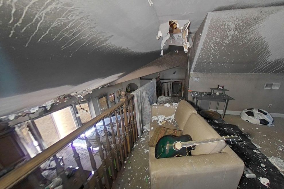 Fire damage in need of restoration can be seen in a St. George, Utah home.
